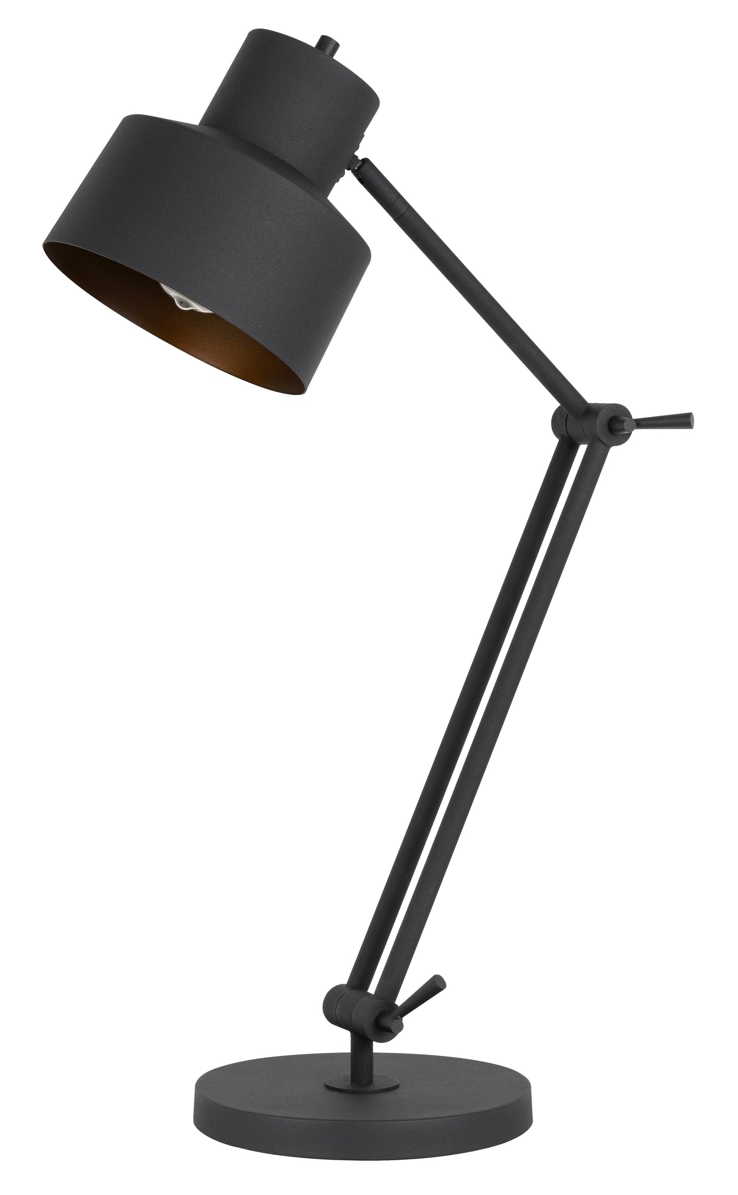 60W Davidson Metal Desk Lamp With Weighted Base, Adjustable Upper And Lower Arms. On Off Socket Switch
