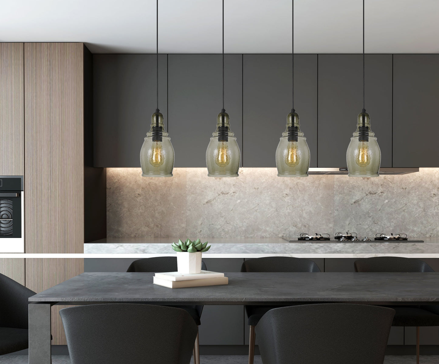 60W Accera Rippled Glass Pendant