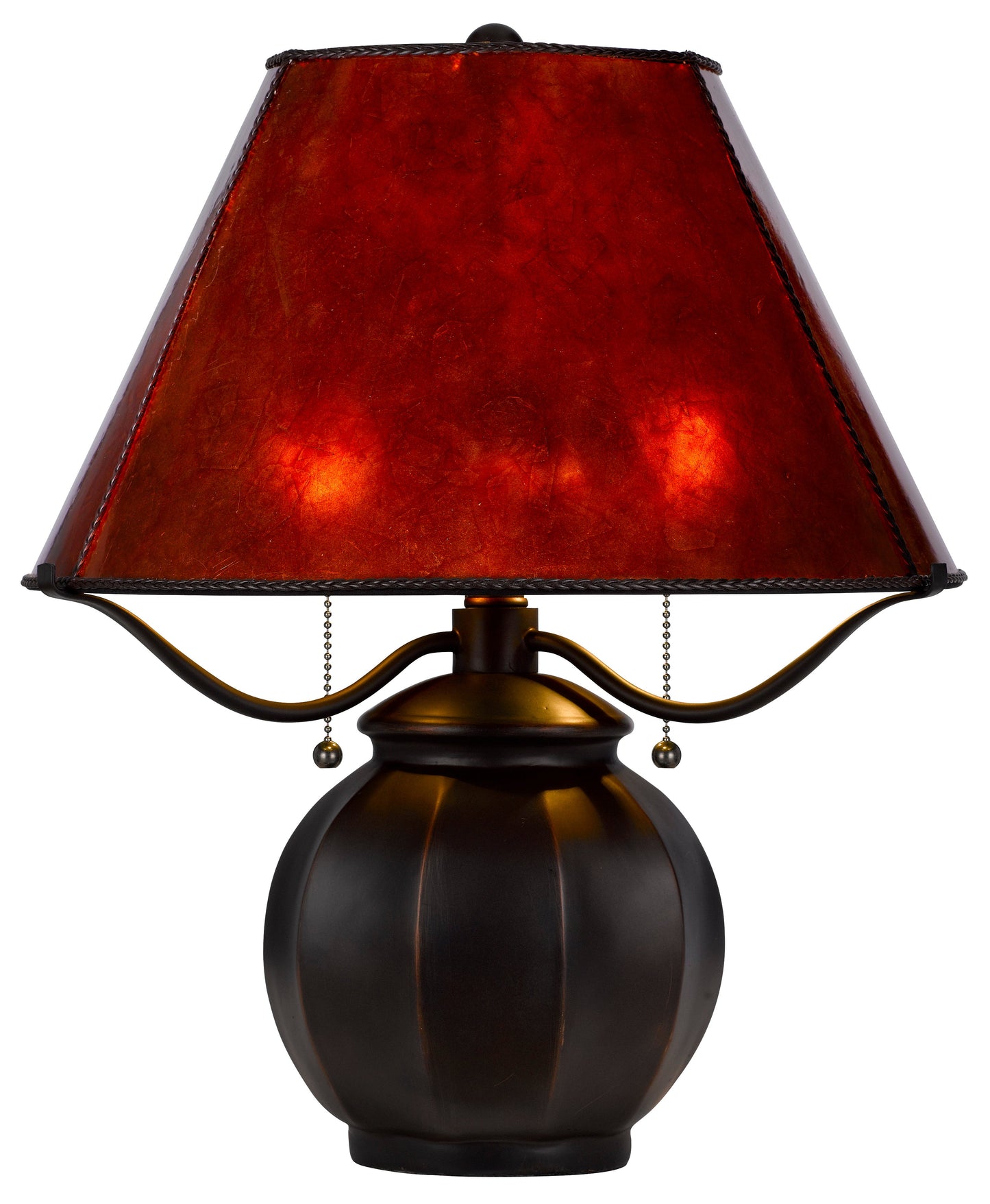 60W x 2 Indio metal/resin mica table lamp with pull chain switch