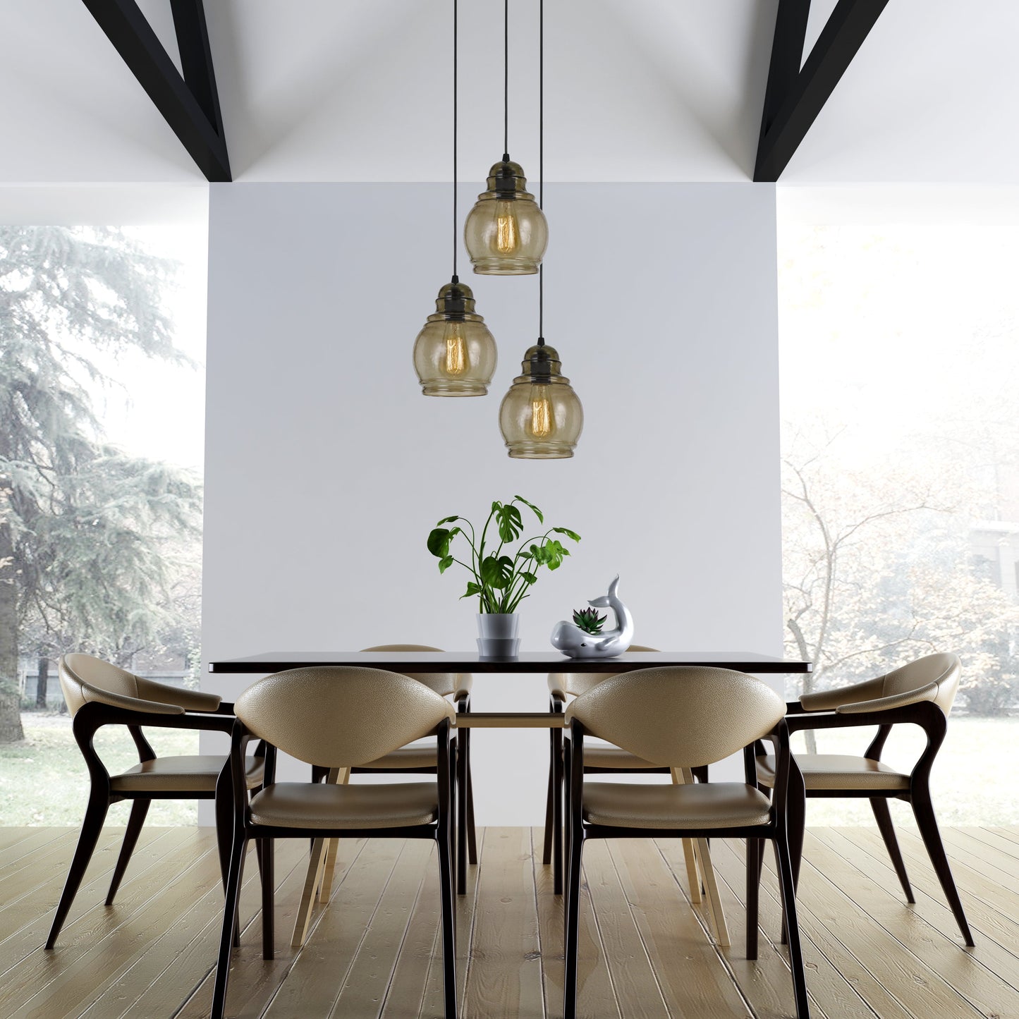 60W Teramo Rippled Glass Pendant