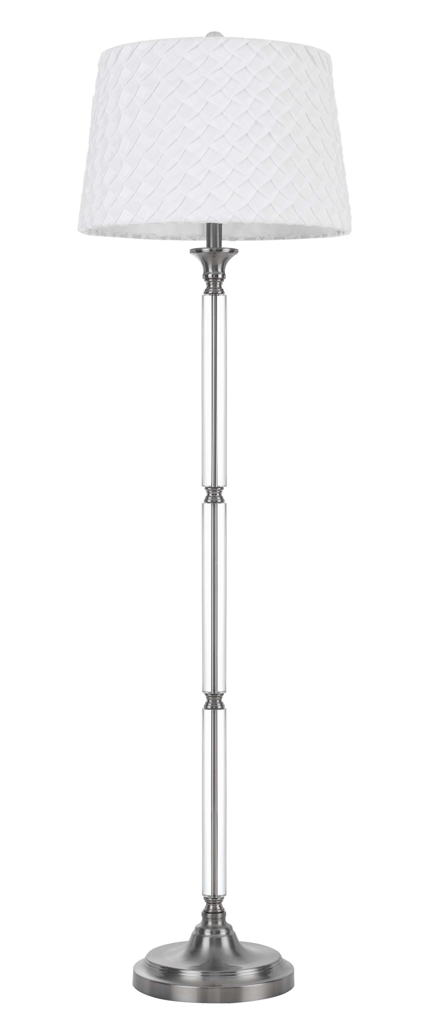 150W 3 Way Ruston Crystal/Metal Floor Lamp With Pleated Hardback Shade