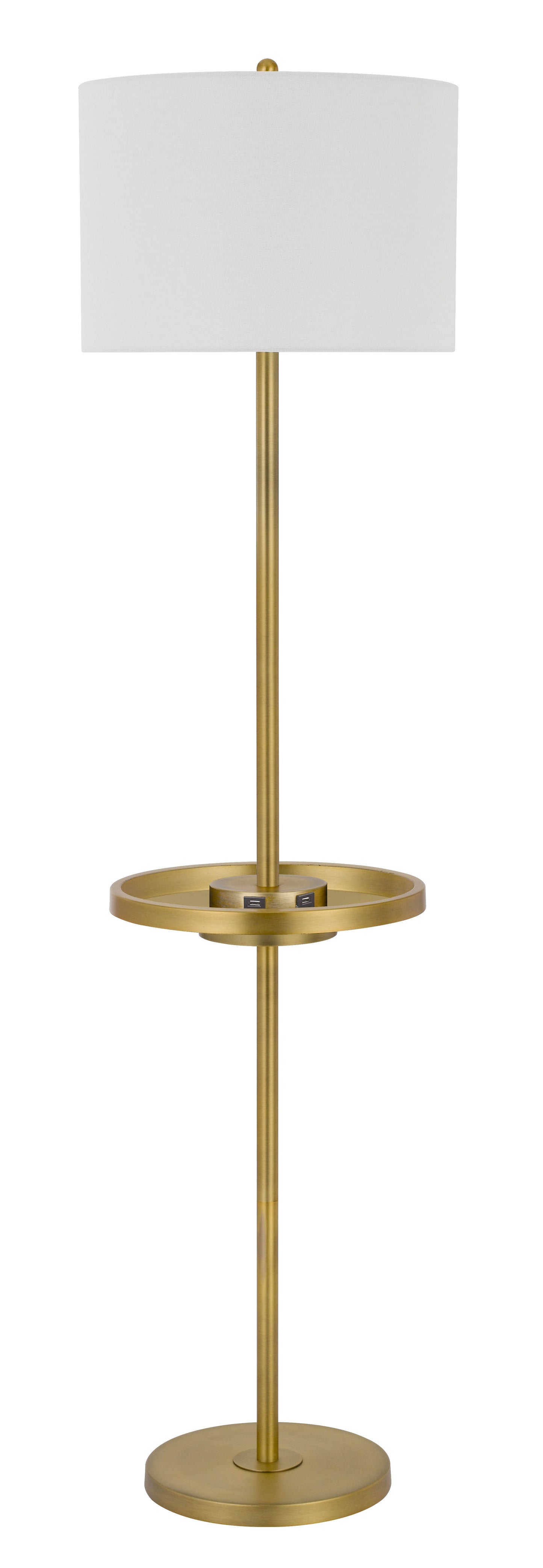 150W 3 Way Crofton Metal Floor Lamp With Centered Metal Tray Table With 2 Usb Charging Ports And Weighted Metal Base