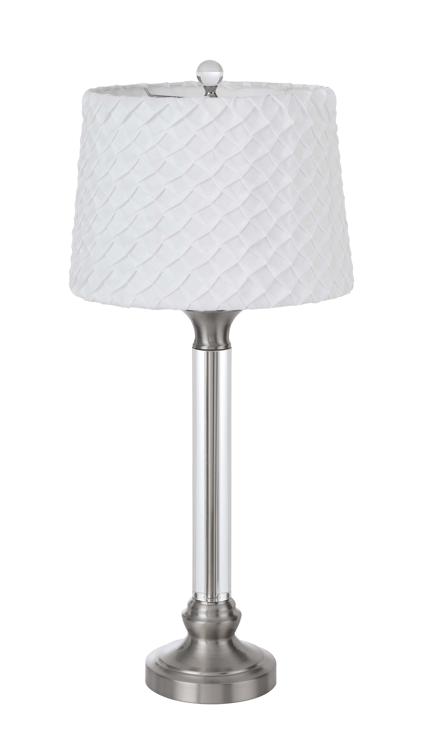 150W 3 Way Ruston Crystal/Metal Table Lamp With Pleated Hardback Shade