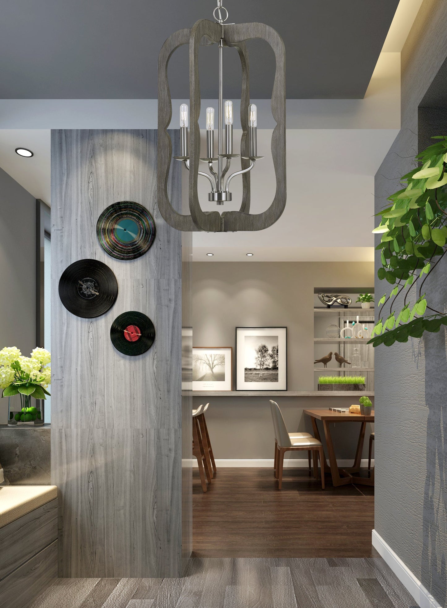 40W X 4 Portici Wood Pendant Fixture