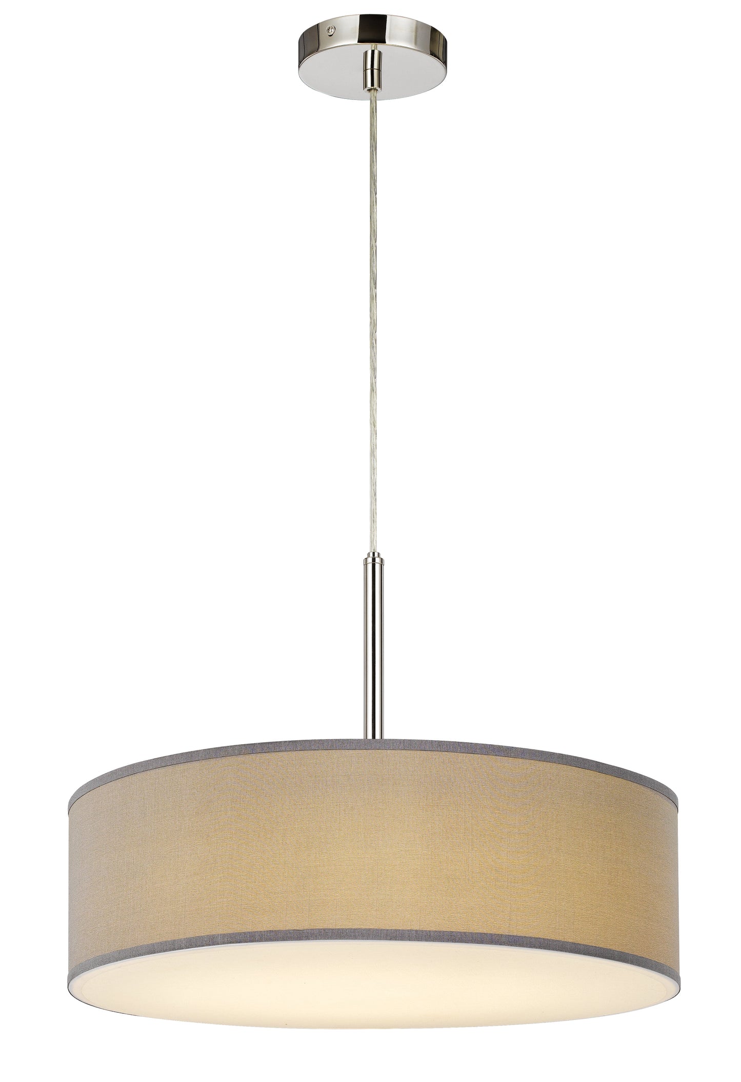 14" Height Metal and Fabric Pendant in Grey Finis