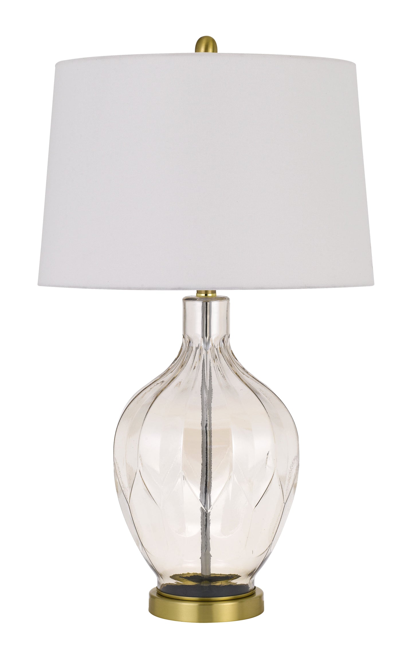 150W 3 Way Bancroft Glass Table Lamp With Hardback Taper Drum Fabric Shade