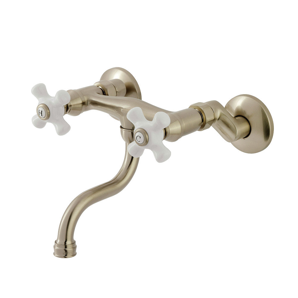 Kingston Wall-Mount Bathroom Faucet in Brushed Nickel