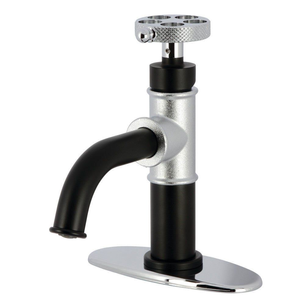 Webb Single-Hole Bathroom Faucet in Matte Black/Polished Chrome