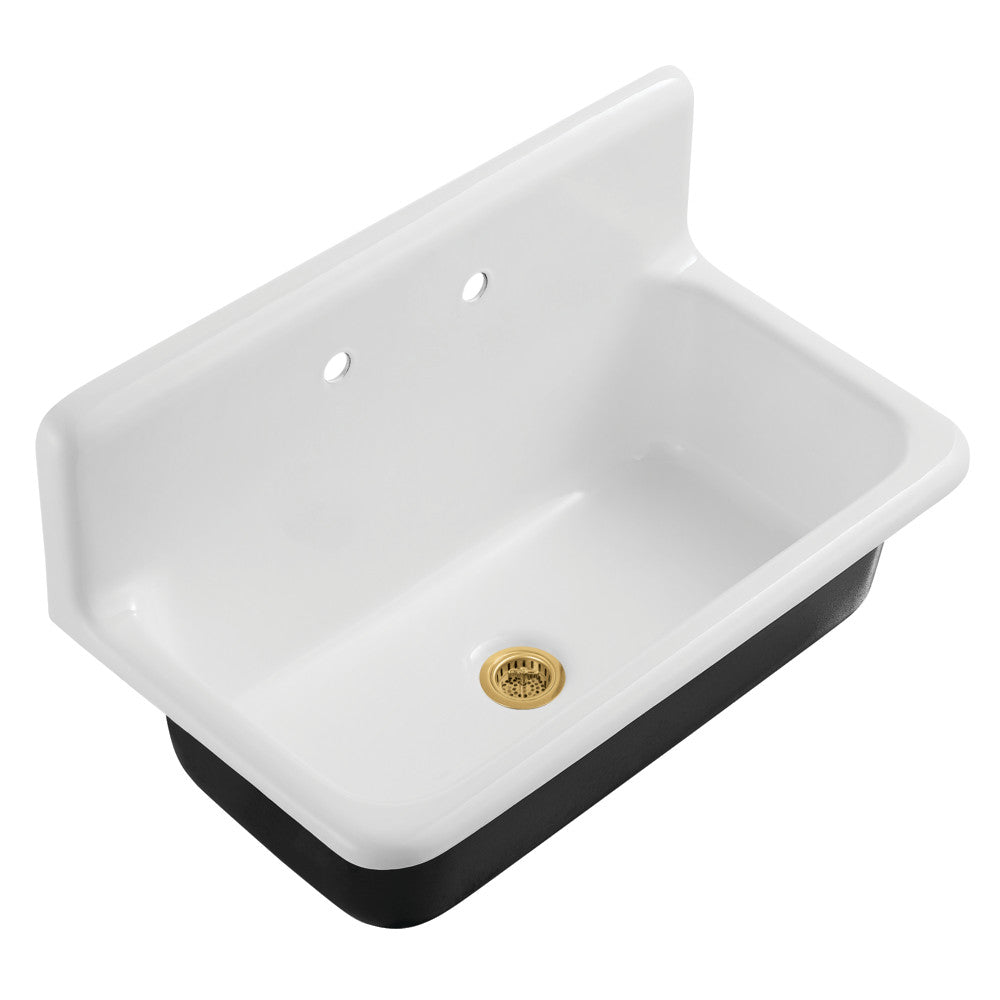 Petra Galley 36 Inch Wall Mount Kitchen Sink in White