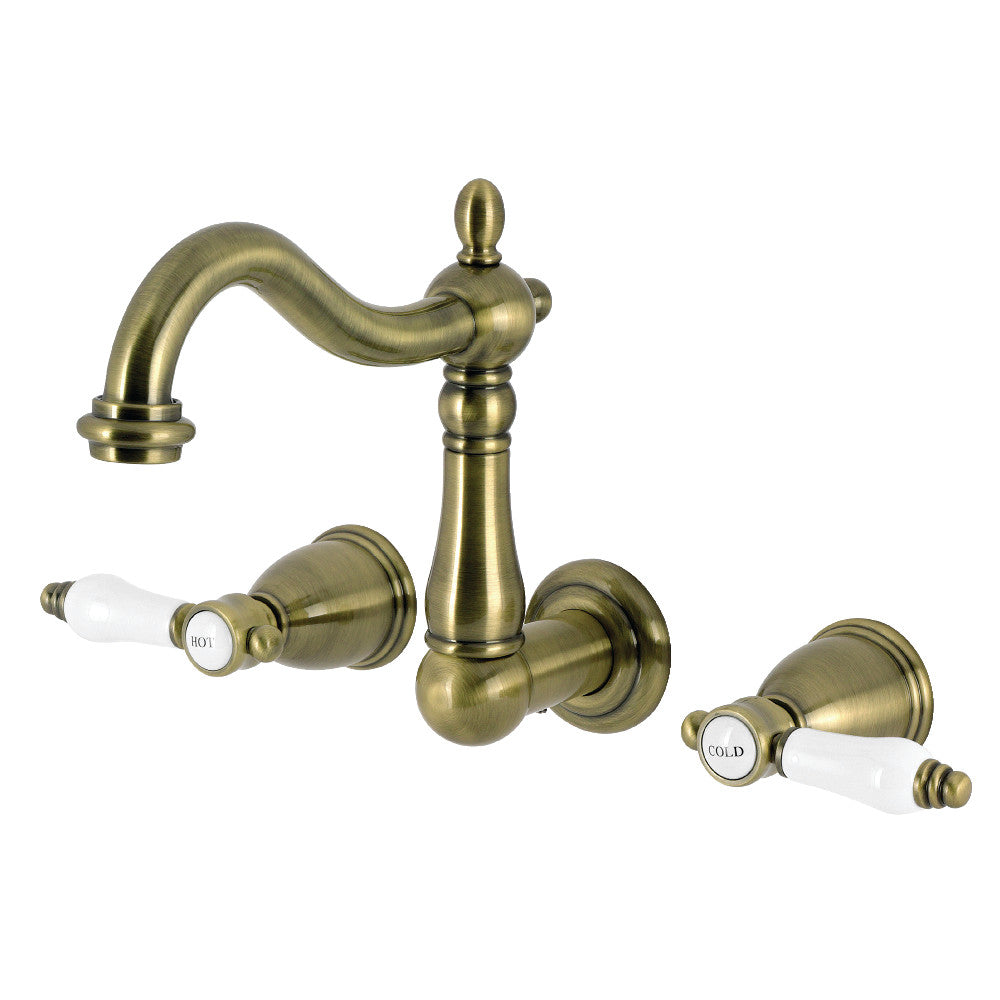 Bel-Air Wall-Mount Bathroom Faucet in Antique Brass