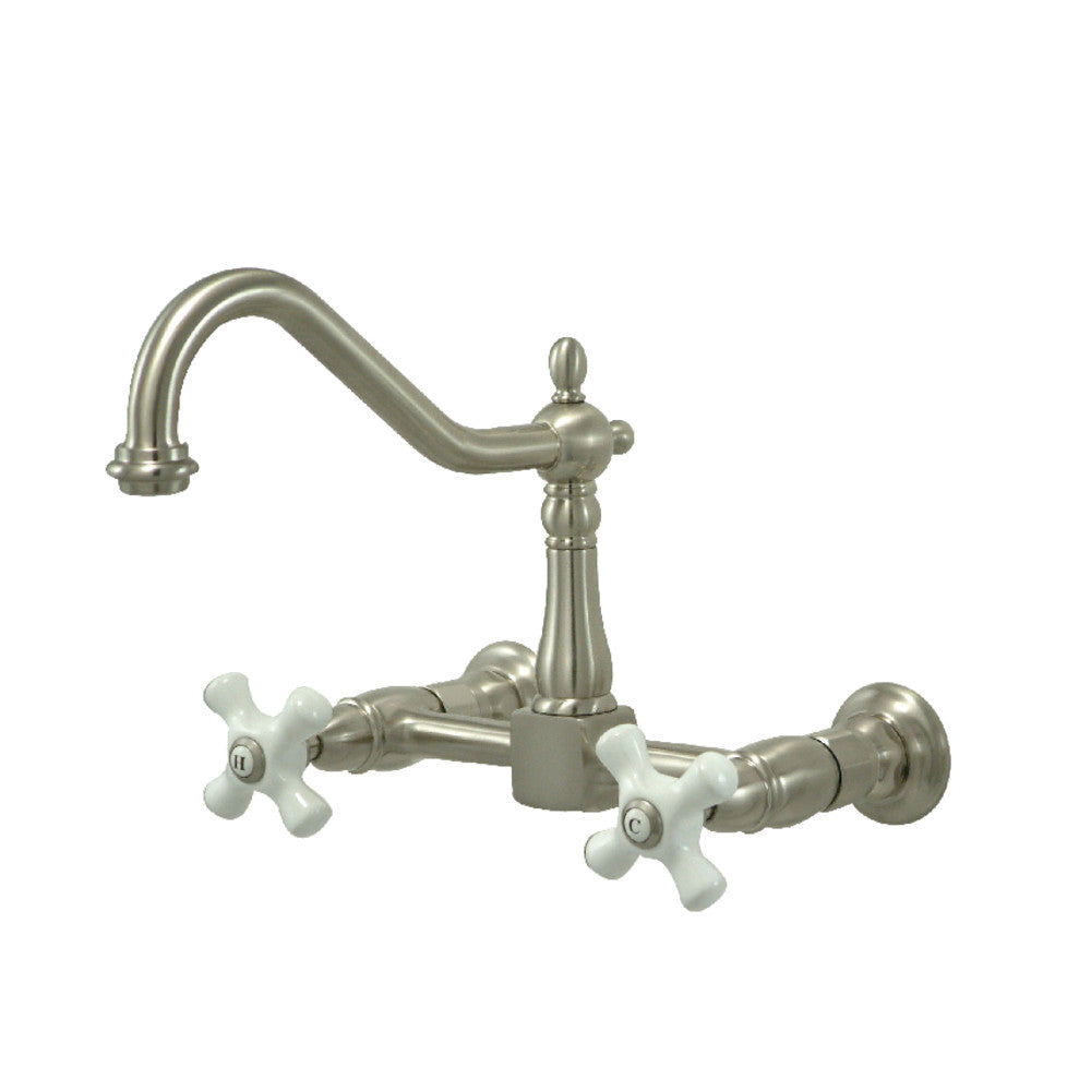 Heritage Wall Mount Kitchen Faucet in Brushed Nickel