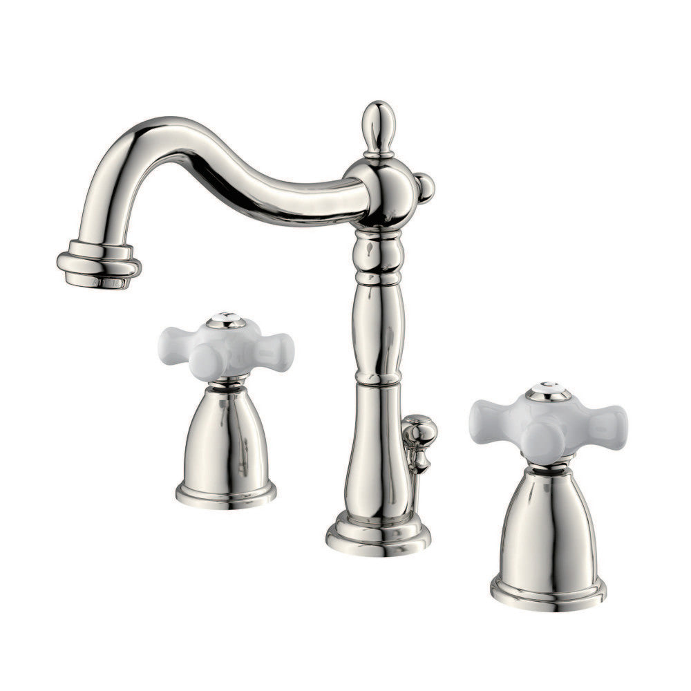 Heritage Widespread Bathroom Faucet in Polished Nickel