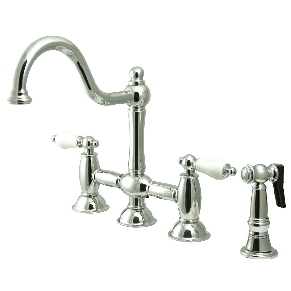 Restoration Bridge Kitchen Faucet in Polished Chrome