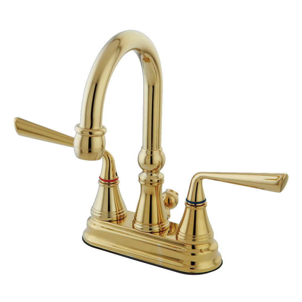 Silver Sage 4 Inch Centerset Bathroom Faucet in Polished Brass