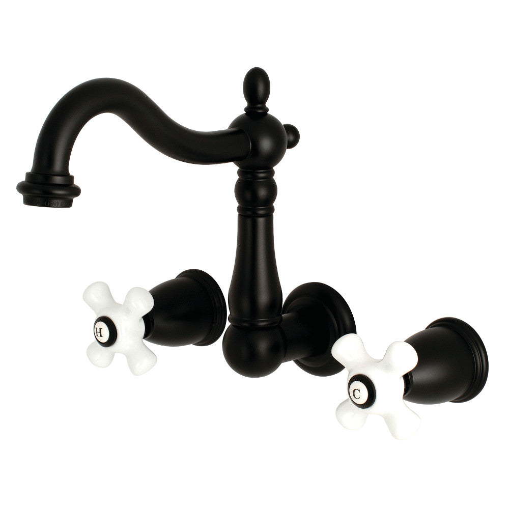 Heritage Wall-Mount Bathroom Faucet in Matte Black