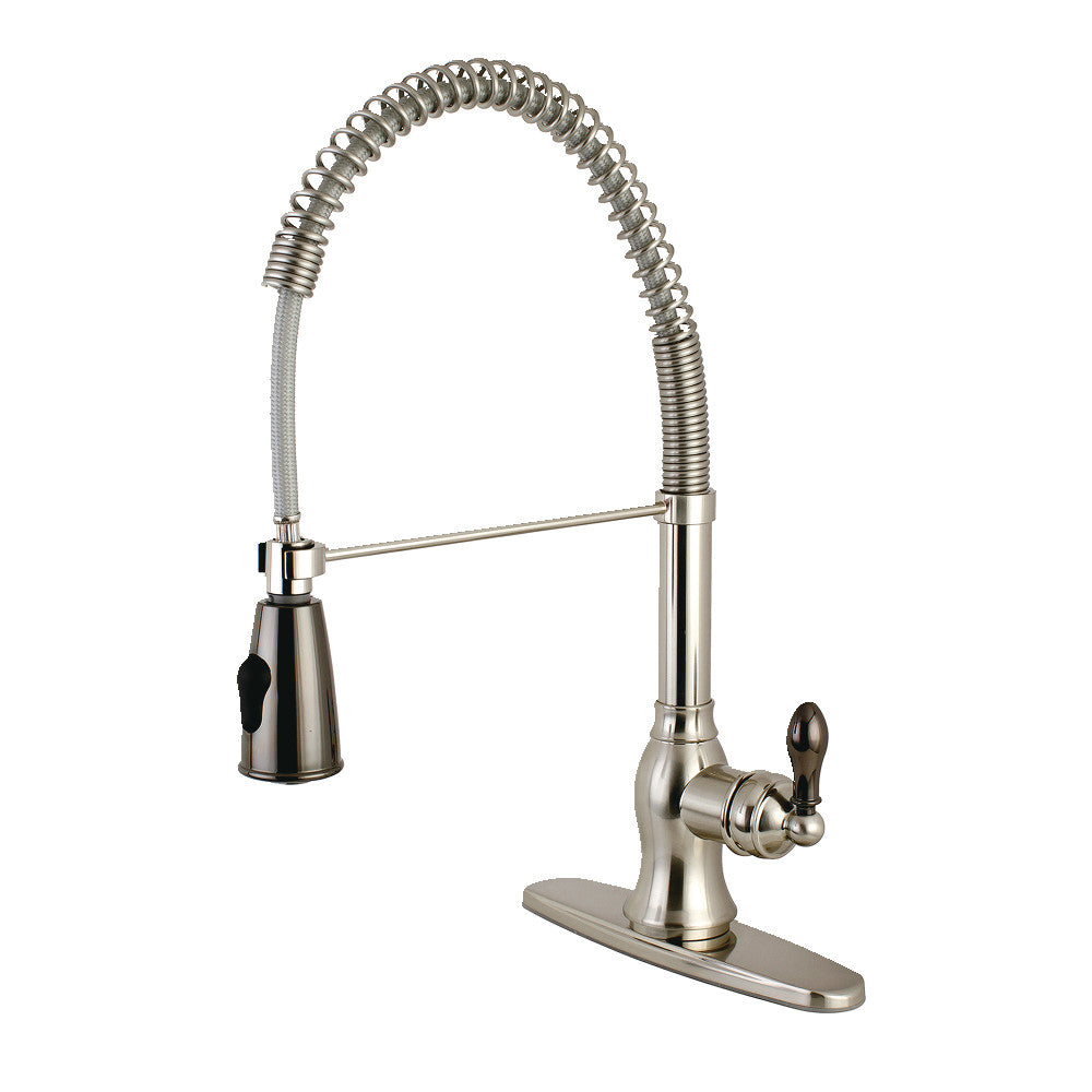 Kaiser Pre-Rinse Kitchen Faucet in Brushed Nickel/Black Stainless Steel