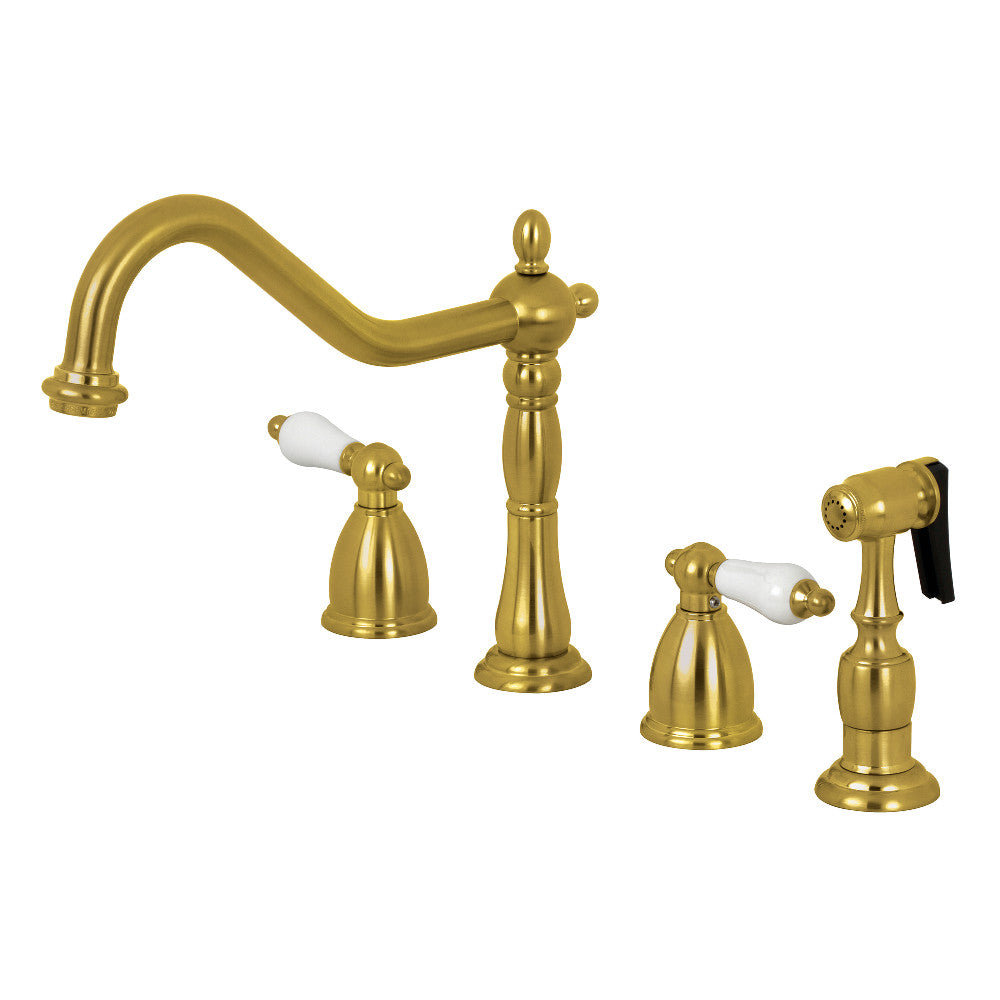 Heritage Widespread Kitchen Faucet in Brushed Brass