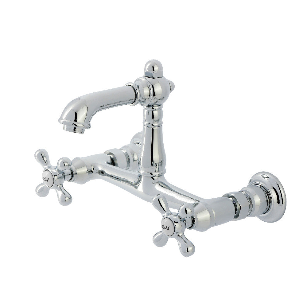 English Country Wall-Mount Bathroom Faucet in Polished Chrome