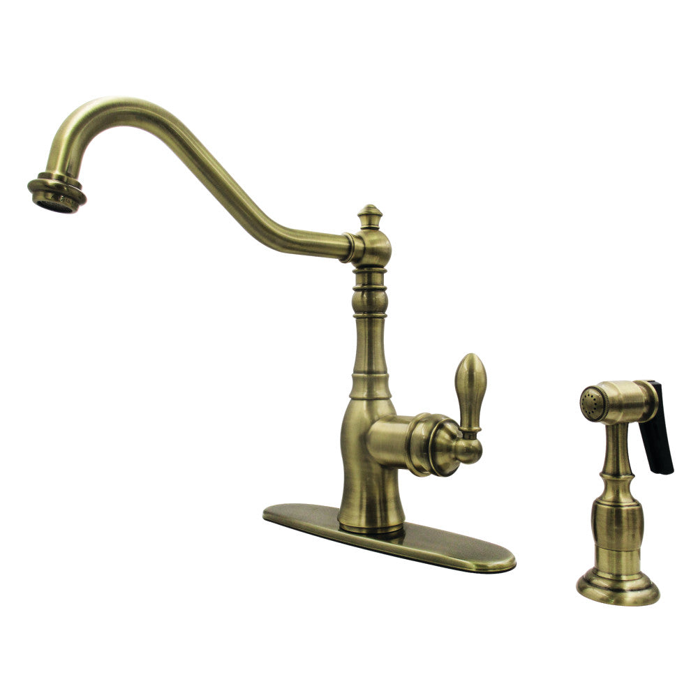 American Classic One Handle Kitchen Faucet in Antique Brass