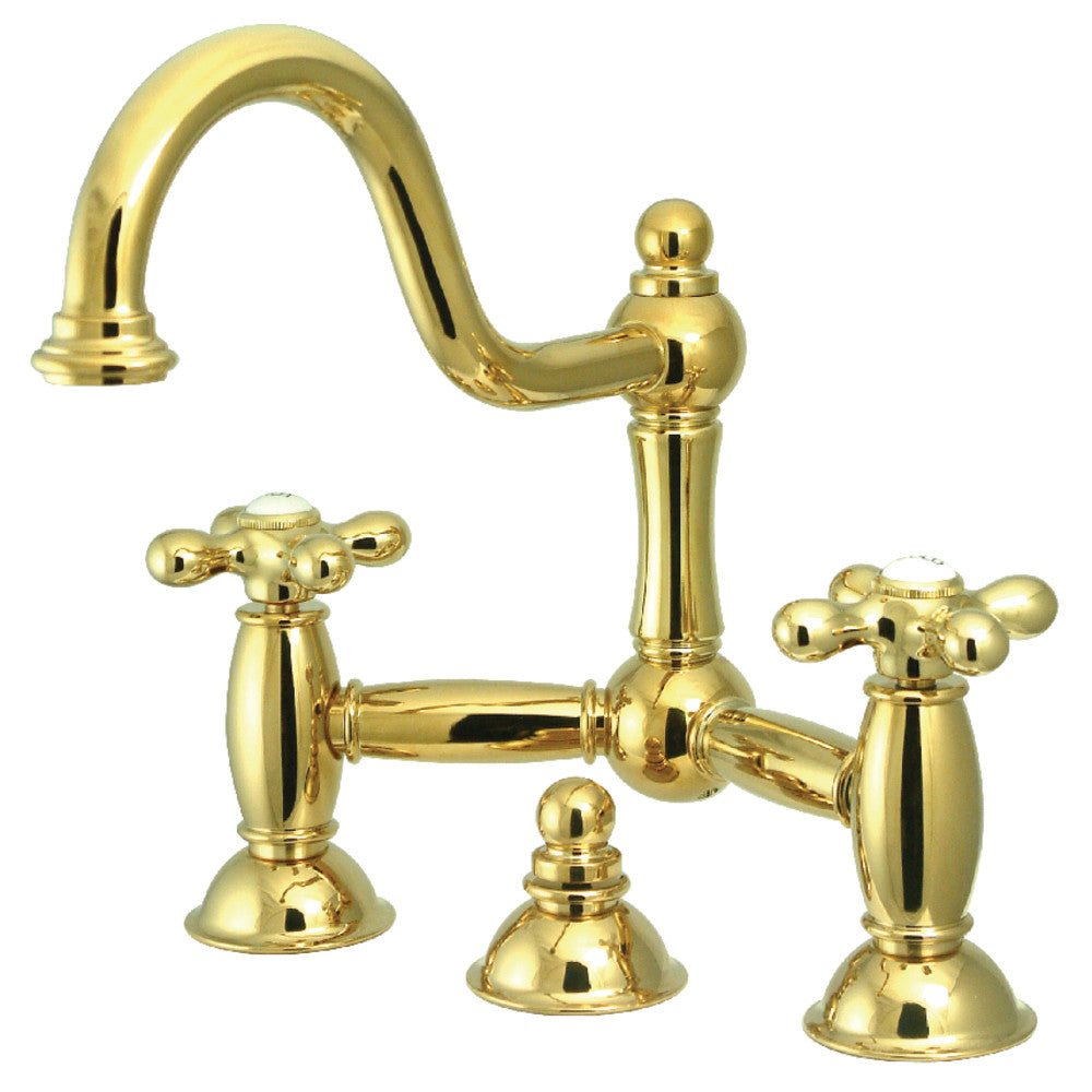 Restoration Bridge Bathroom Faucet in Polished Brass