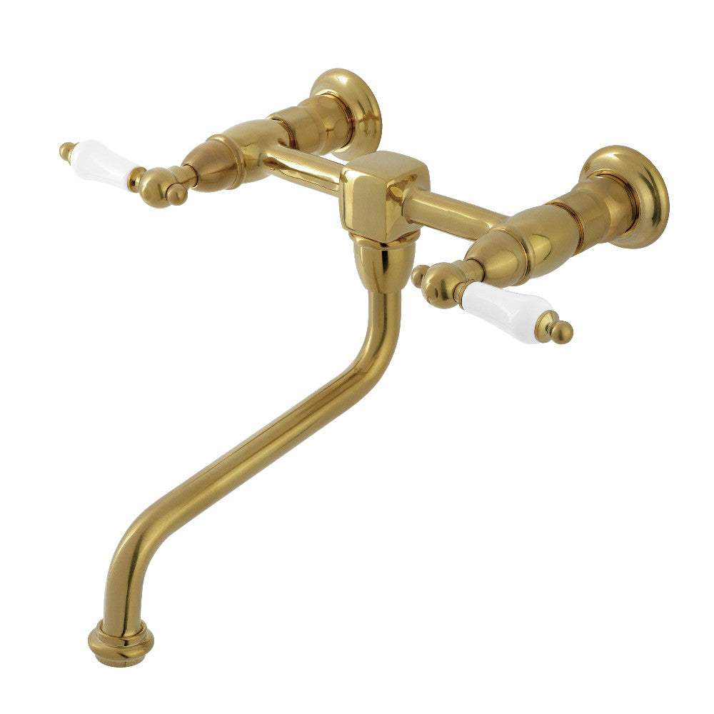 Heritage Wall-Mount Bathroom Faucet in Brushed Brass