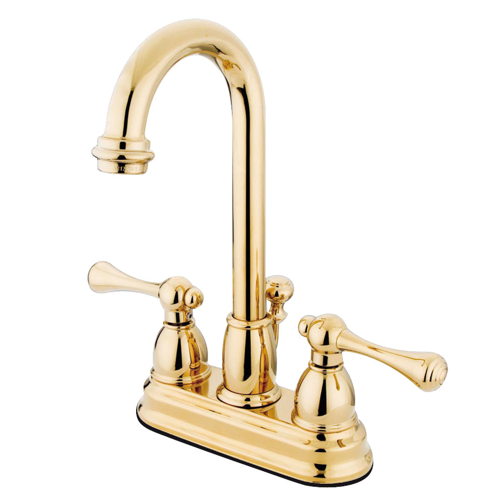 Vintage 4 Inch Centerset Bathroom Faucet in Polished Brass