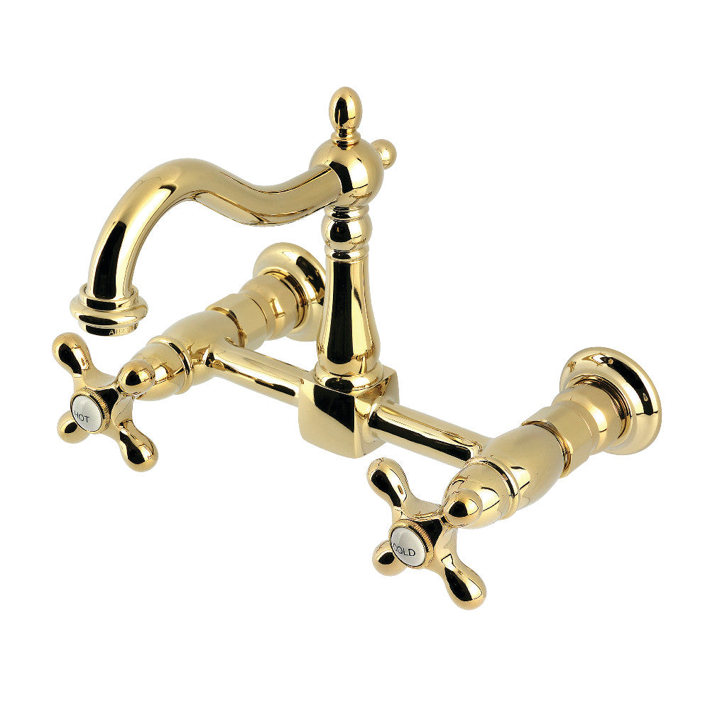 Heritage Wall Mount Kitchen Faucet in Polished Brass