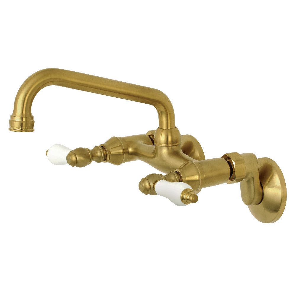 Kingston Wall Mount Kitchen Faucet in Brushed Brass