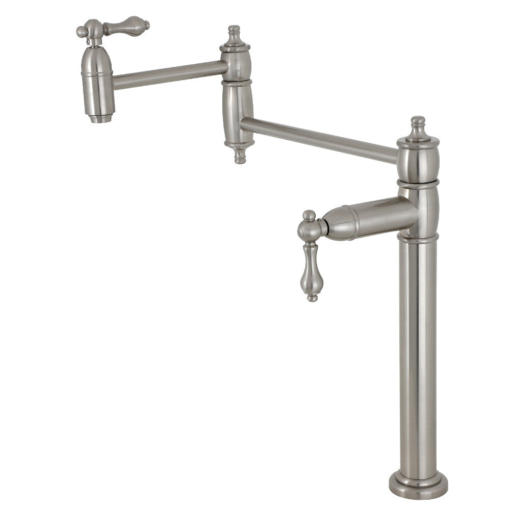 Restoration Pot Filler Faucet in Brushed Nickel