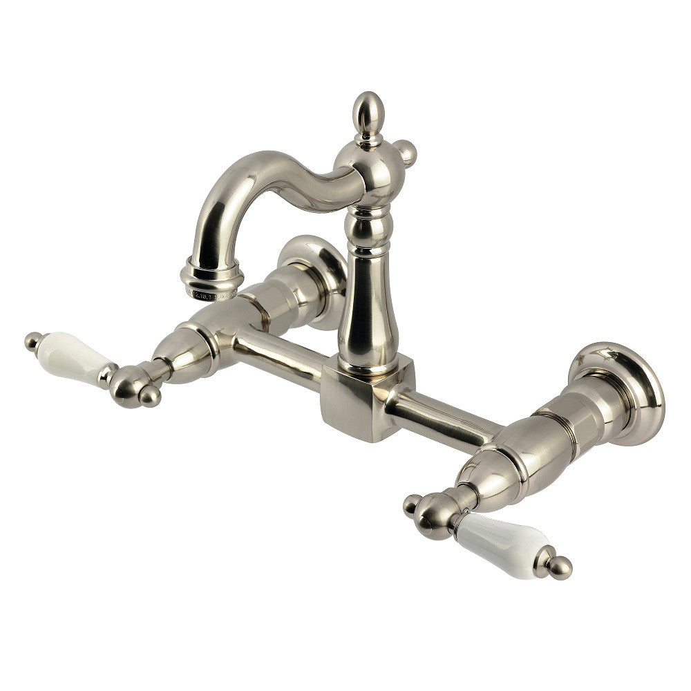 Heritage Wall Mount Kitchen Faucet in Brushed Nickel