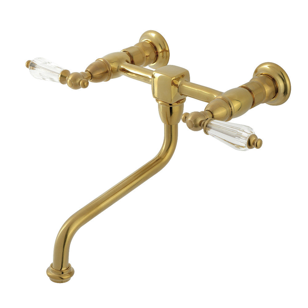 Wilshire Wall-Mount Bathroom Faucet in Brushed Brass