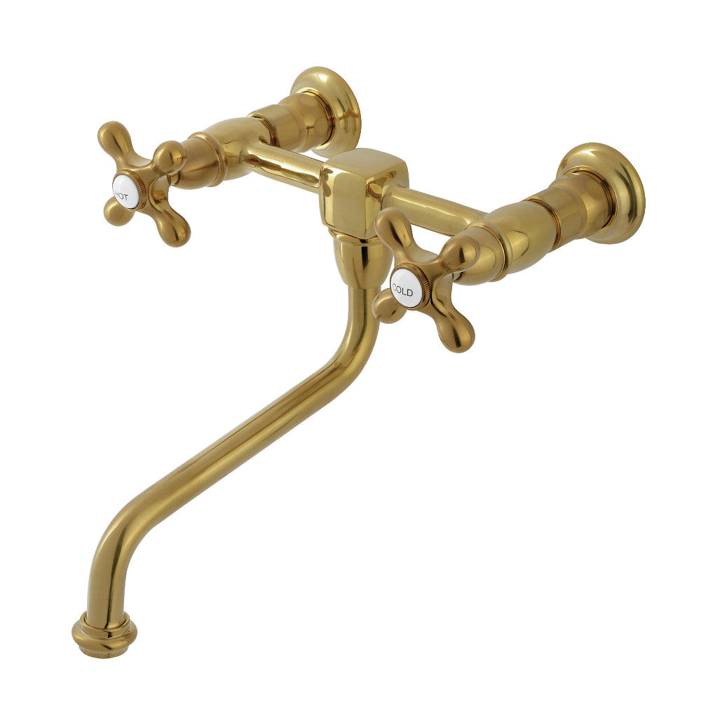 Heritage Wall-Mount Bathroom Faucet in Brushed Brass