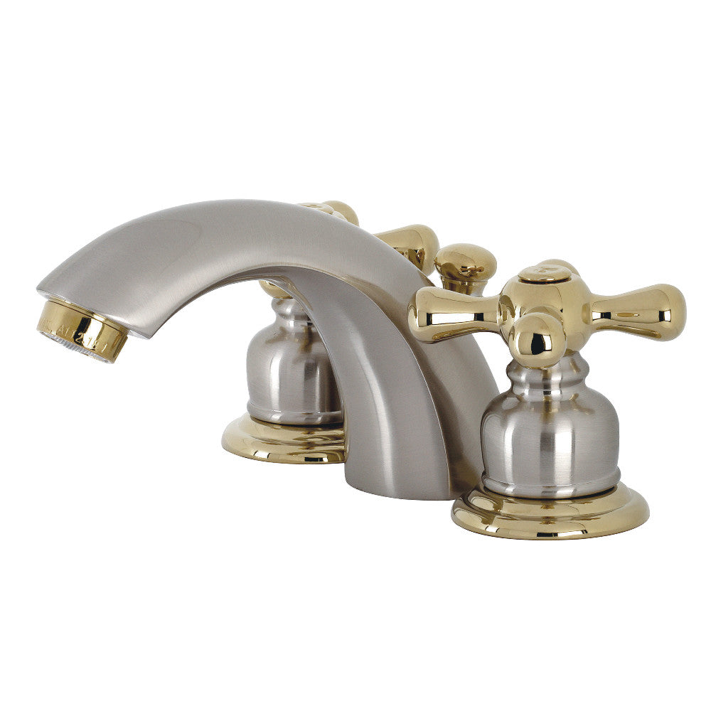 Victorian Mini-Widespread Bathroom Faucet in Brushed Nickel/Polished Brass