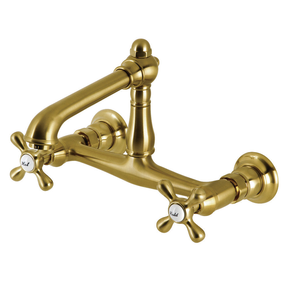 English Country Wall-Mount Bathroom Faucet in Brushed Brass