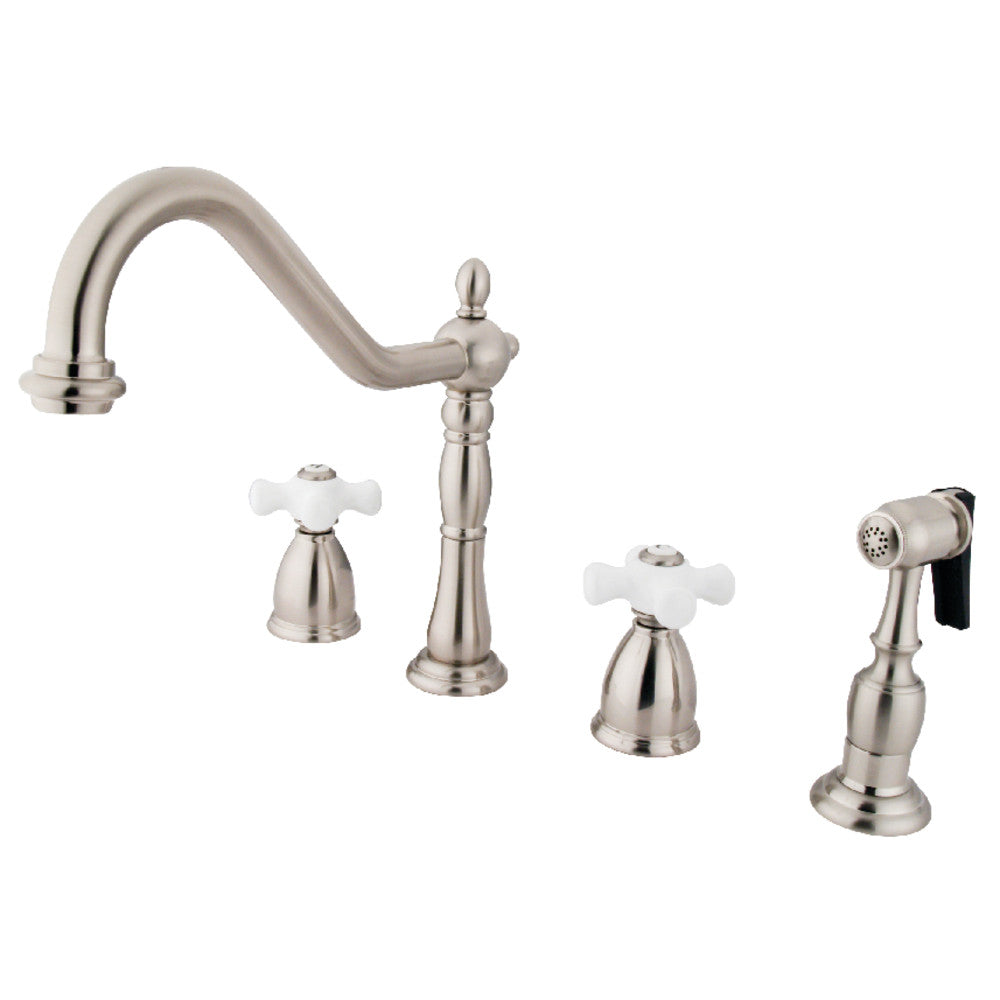 Heritage Widespread Kitchen Faucet in Brushed Nickel
