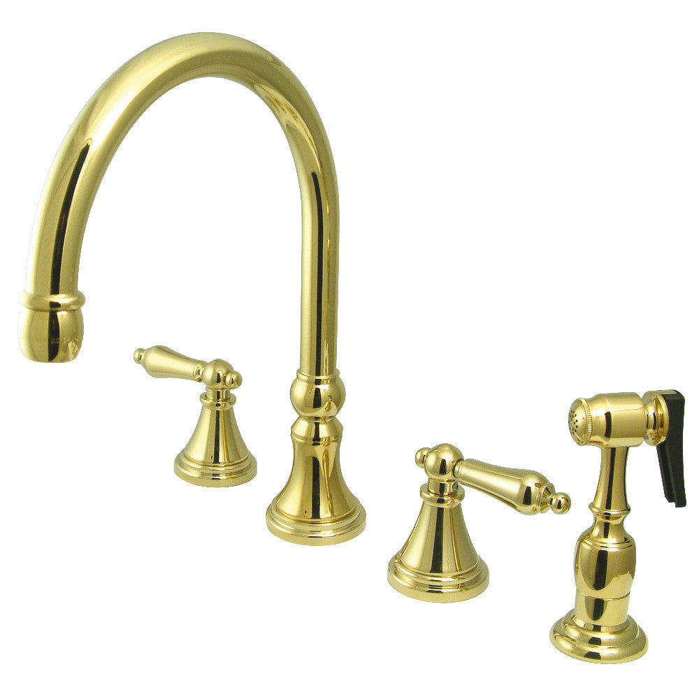 Governor Widespread Kitchen Faucet in Polished Brass