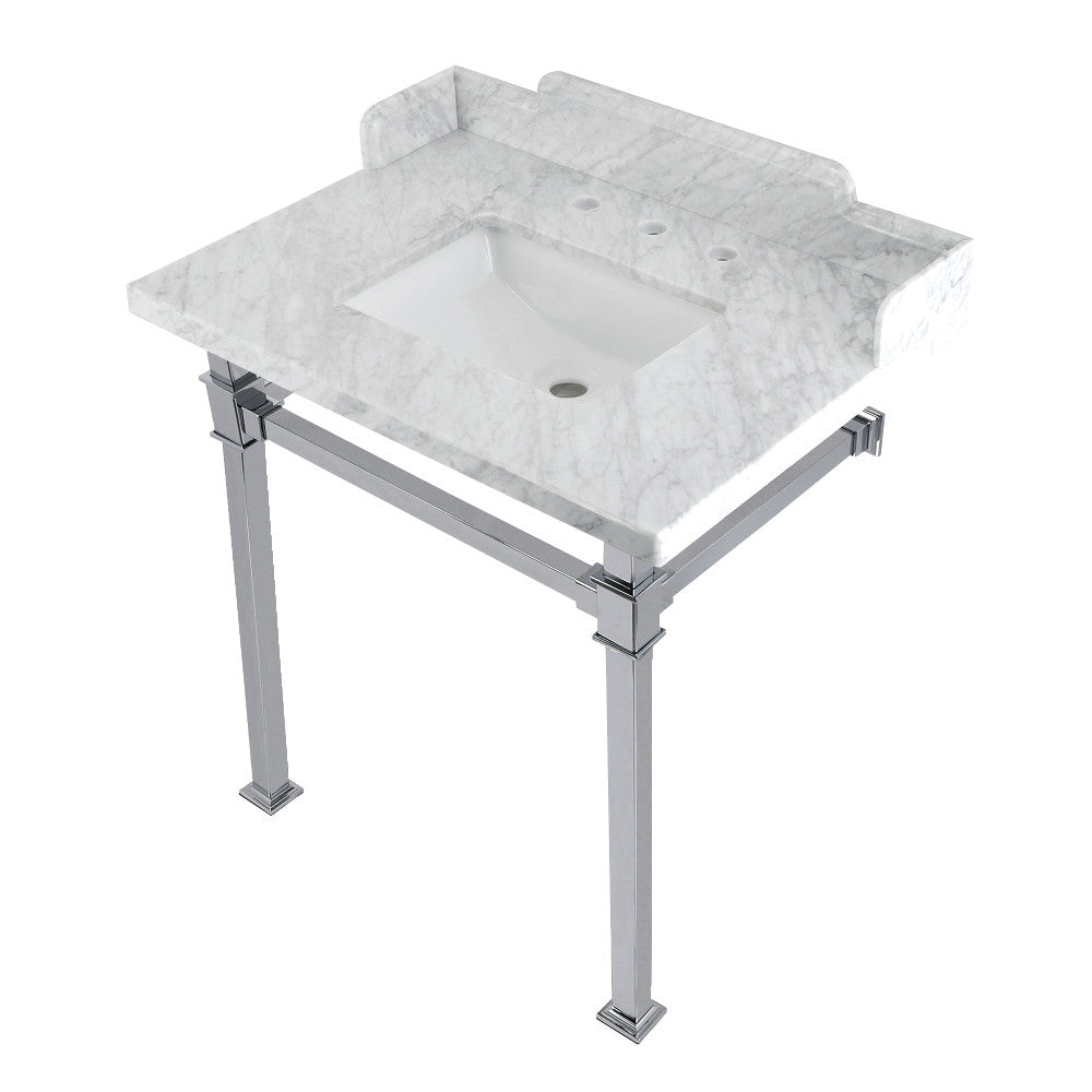 Viceroy 30 Inch Console Sink in Carrara Marble
