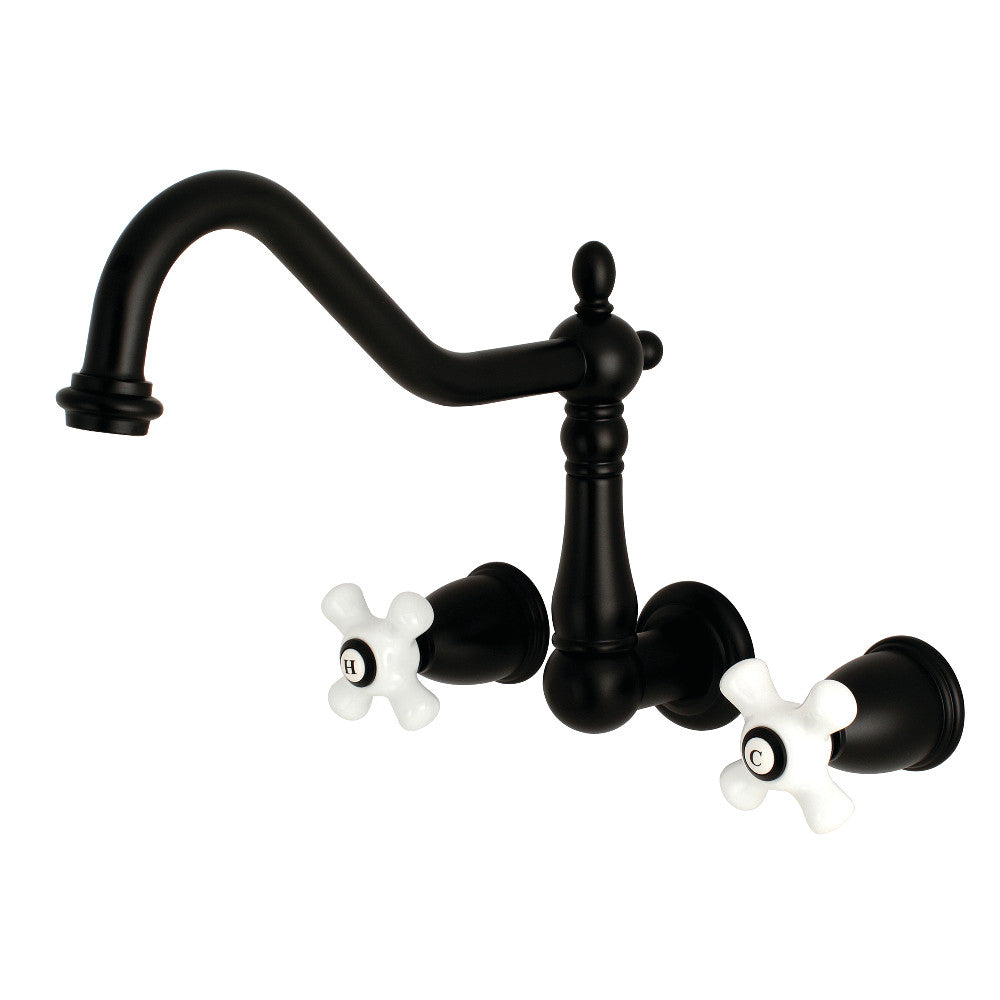 Heritage Wall Mount Kitchen Faucet in Matte Black
