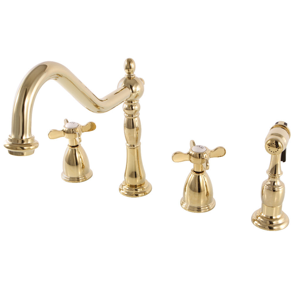 Essex Widespread Kitchen Faucet in Polished Brass