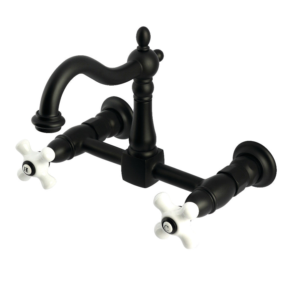 Heritage Wall Mount Kitchen Faucet in Matte Black