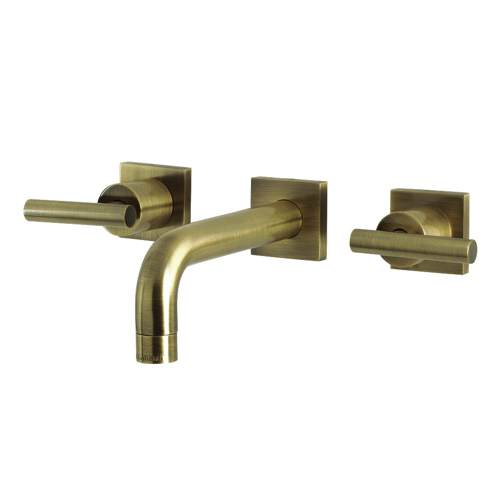 Manhattan Wall-Mount Bathroom Faucet in Antique Brass