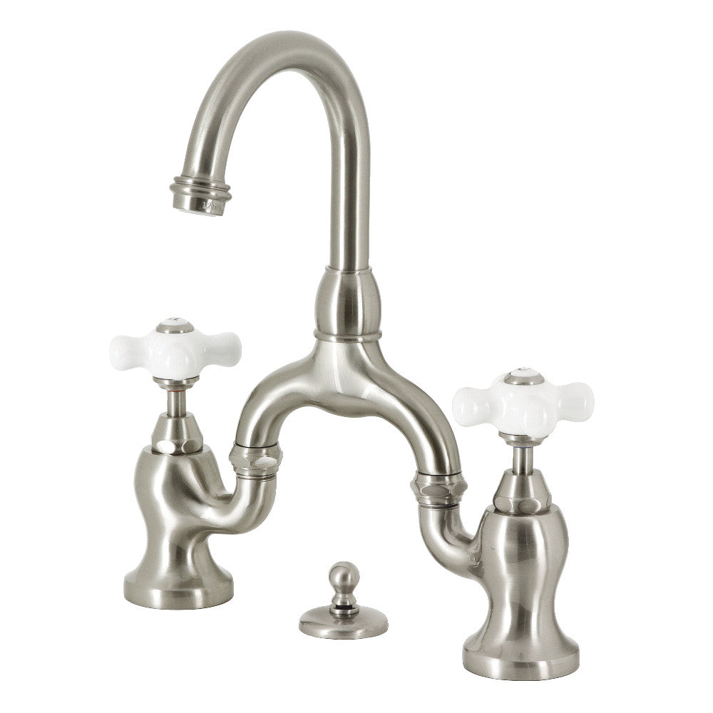 English Country Bridge Bathroom Faucet in Brushed Nickel