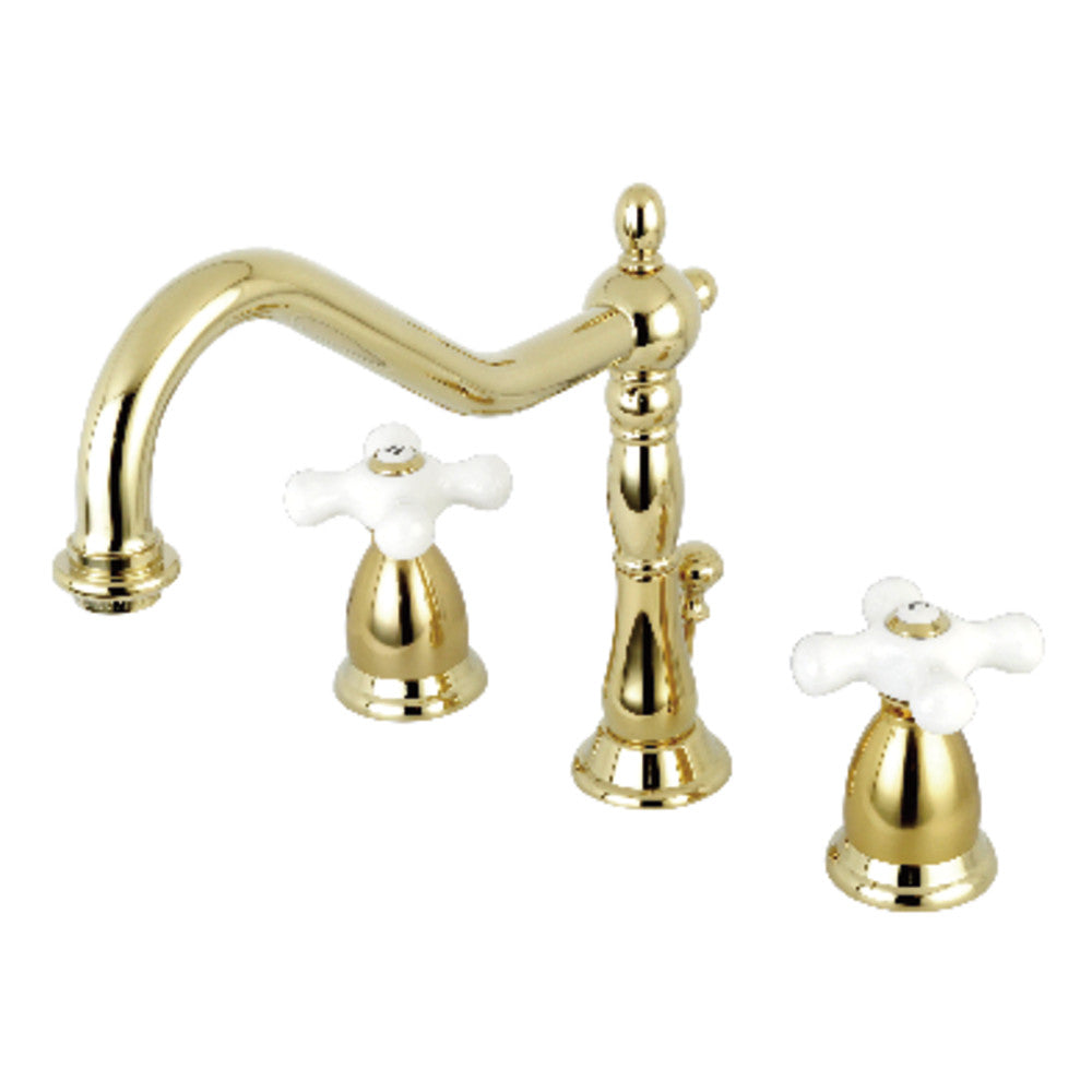 Heritage Widespread Bathroom Faucet in Polished Brass