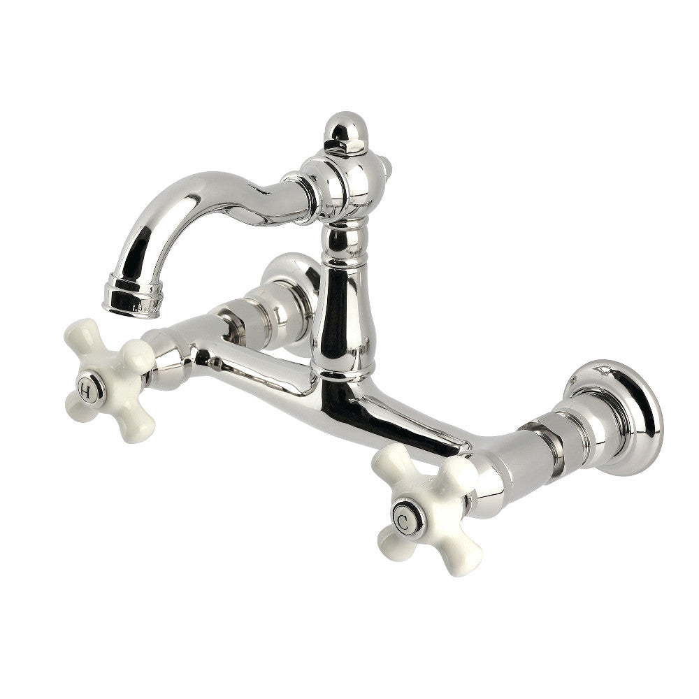Vintage Wall Mount Kitchen Faucet in Polished Nickel