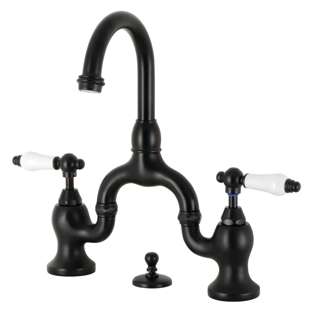 English Country Bridge Bathroom Faucet in Matte Black