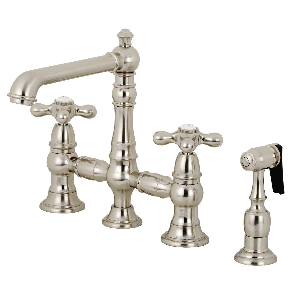 English Country Bridge Kitchen Faucet in Brushed Nickel