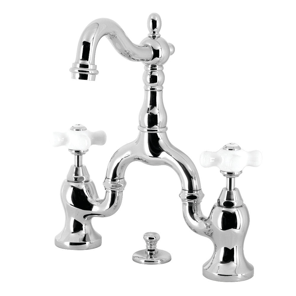 English Country Bridge Bathroom Faucet in Polished Chrome