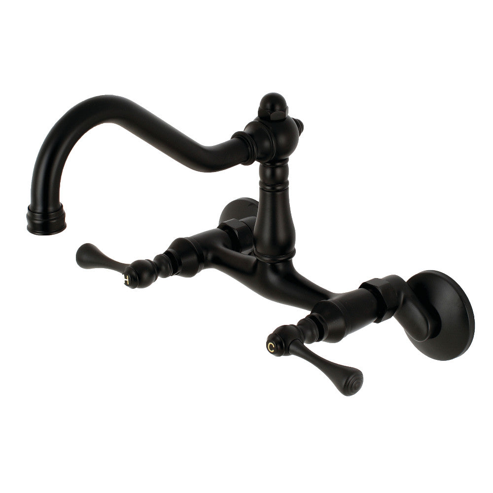 Vintage Wall Mount Kitchen Faucet in Matte Black