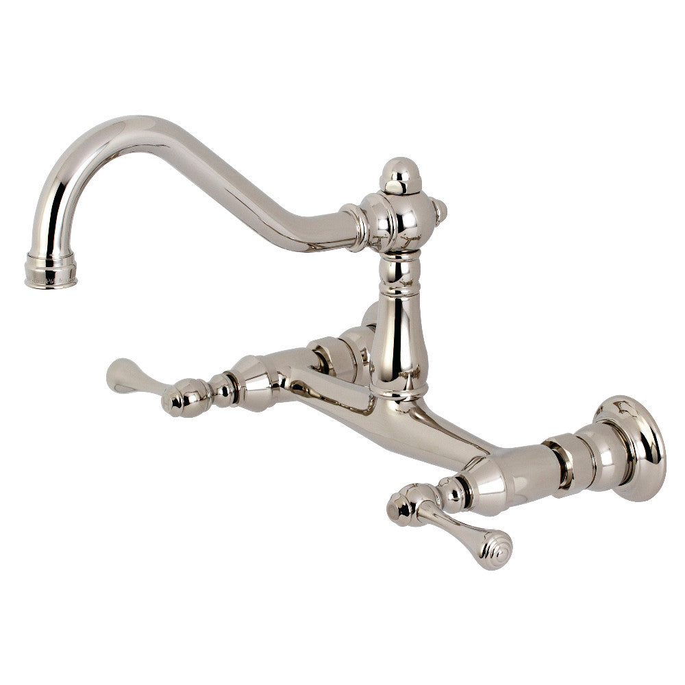 Vintage Wall-Mount Bathroom Faucet in Polished Nickel