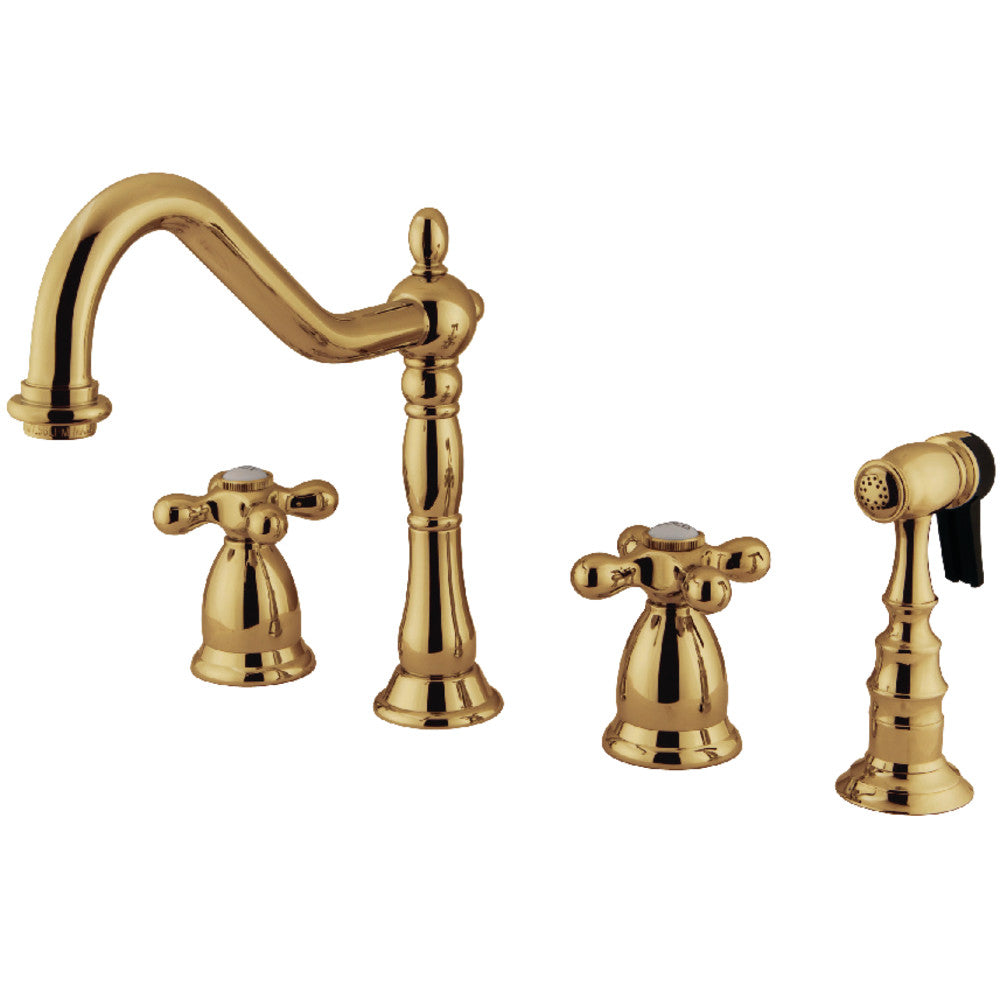 Heritage Widespread Kitchen Faucet in Polished Brass